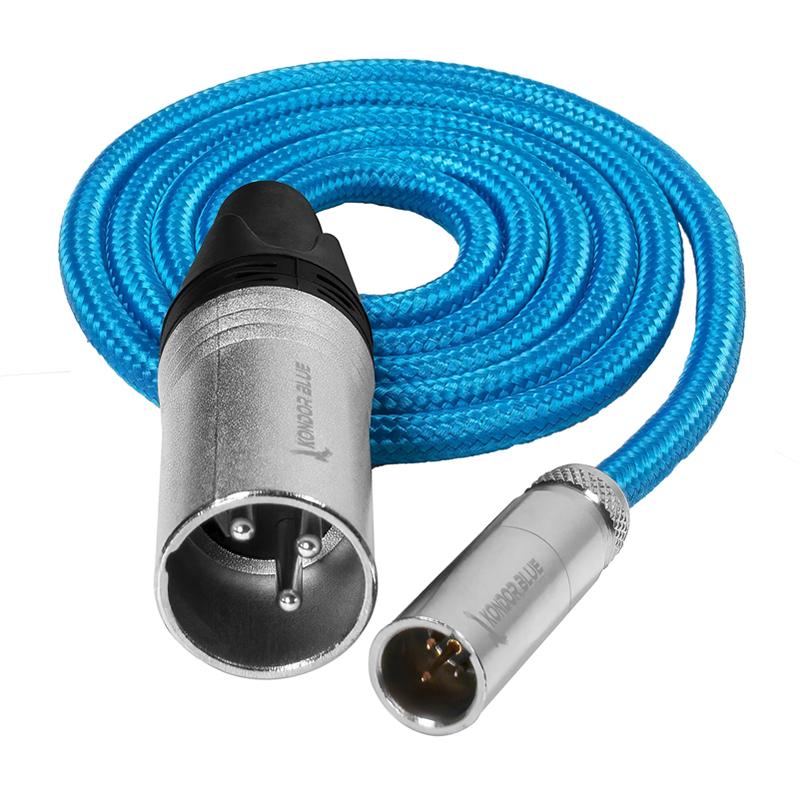 Kondor Blue Mini XLR Male to XLR Male (3ft) Blue Braided